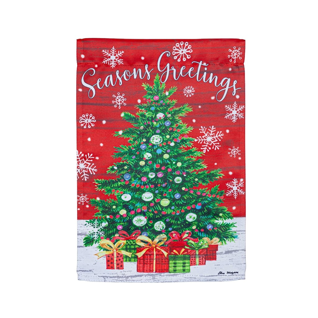 Seasons Greeting Trees Suede Garden Flag - Multi - Color - 12.5 in x 18 in