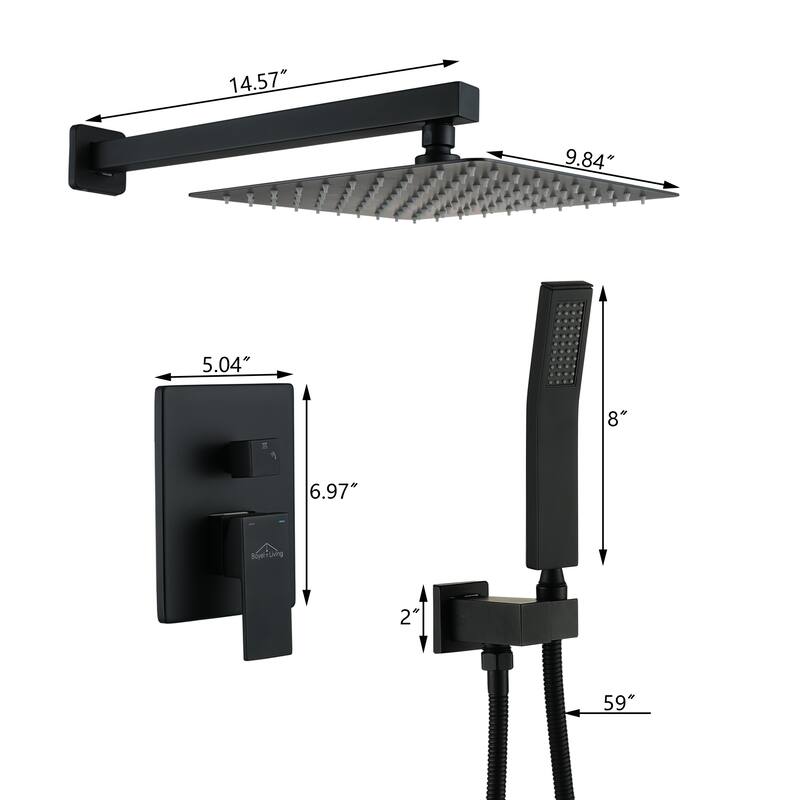 2.5 GPM 10 in. Wall Mount Dual Shower Heads with Pressure Balance Valve