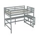 preview thumbnail 15 of 19, Full Size High Loft Bed with Built-in Desk and Ladders