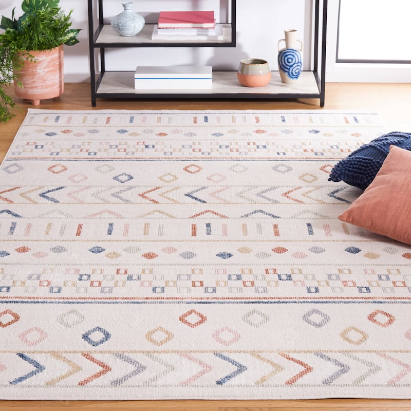 SAFAVIEH Blair Machine Washable Steindora Slip Resistant Rug - 4' x 6' - Beige/Multi