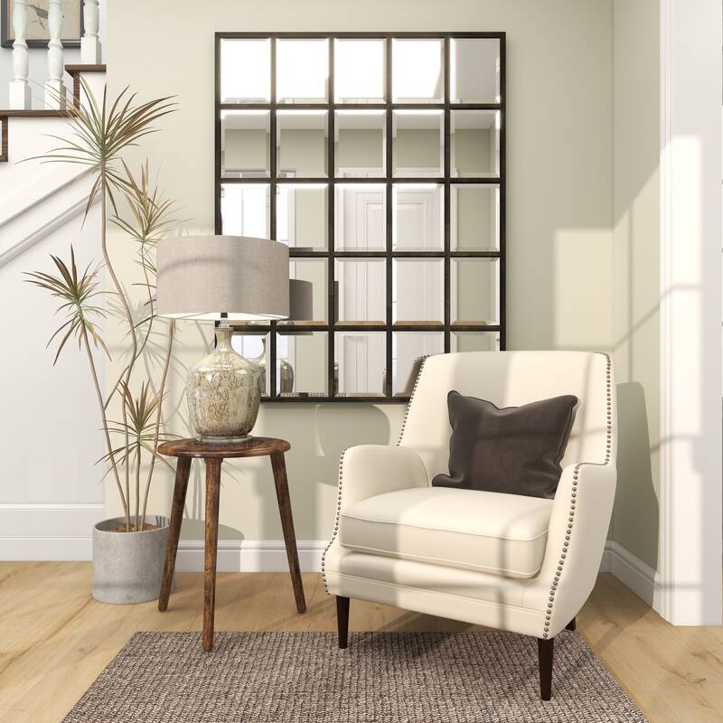 Mango Wood Handmade Intricately Carved Floral Accent Table with Tripod Legs - Dark Brown, White, Brown