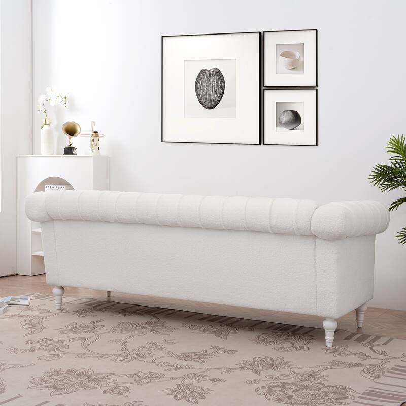 Modern Teddy Velvet Sofa with Birch Legs and Quilted Backrest, 660 lbs Capacity