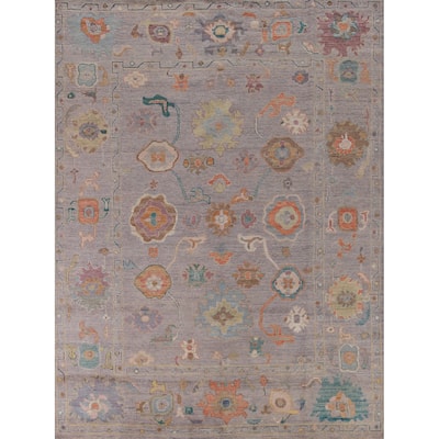 Hand Knotted Oriental 100% Wool Carpet Transitional All-Over Purples Oushak Area Rug - 9' 10'' X 8' 1''