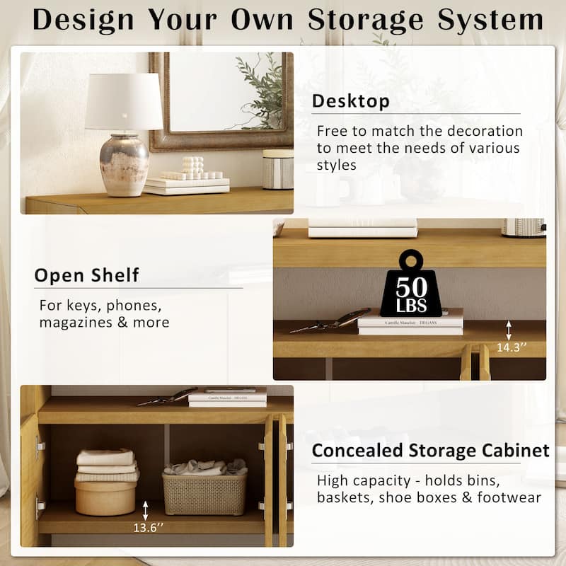 Modern Minimalist 4-Door Sideboard Cabinet with Open Shelf by Harper&Bright Designs