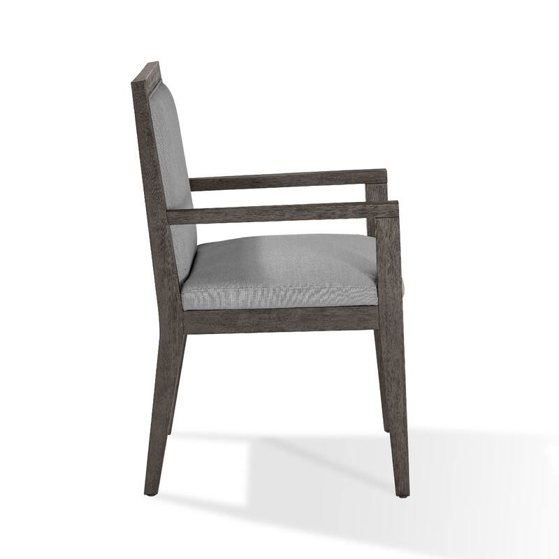 Mod 23 Inch Dining Armchair, Rubberwood, Fabric, Set of 2, Ash Gray