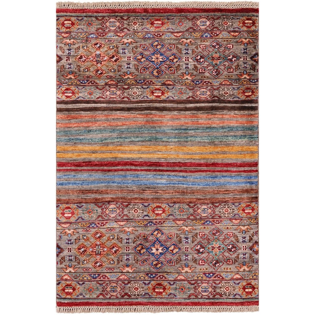 Golden Nile Khorjin Persian Gabbeh Handmade Wool Rug - 2' 7" X 3' 9"