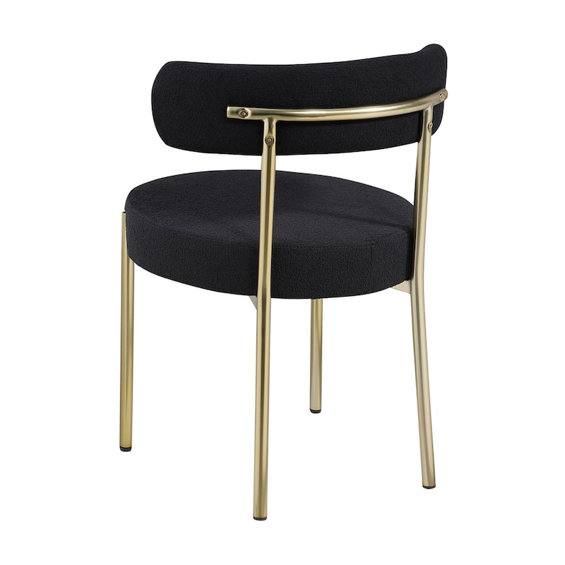 Modern Round Upholstered Boucle Dining Chairs (Set of 2)