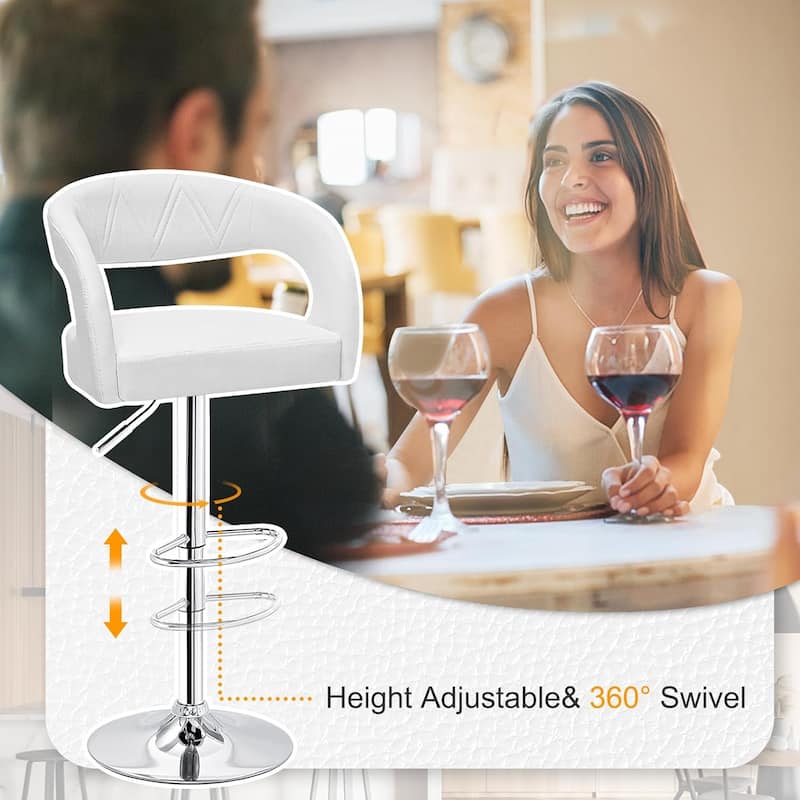 VECELO Set of 4 Swivel Bar Stools Rounded Mid-Back Barstools with Adjustable Height 360° Rotation 16" Base with Footrest