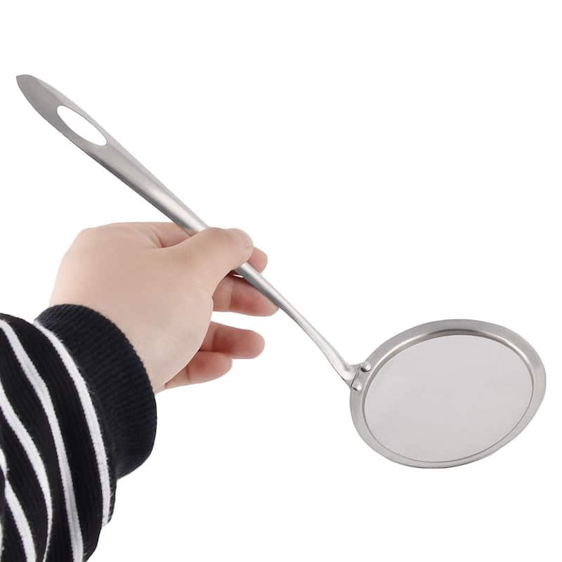 Home Stainless Steel Oil Spice Flour Sediment Mesh Strainer Colander - 10" x 3.9"(L*Max.D)