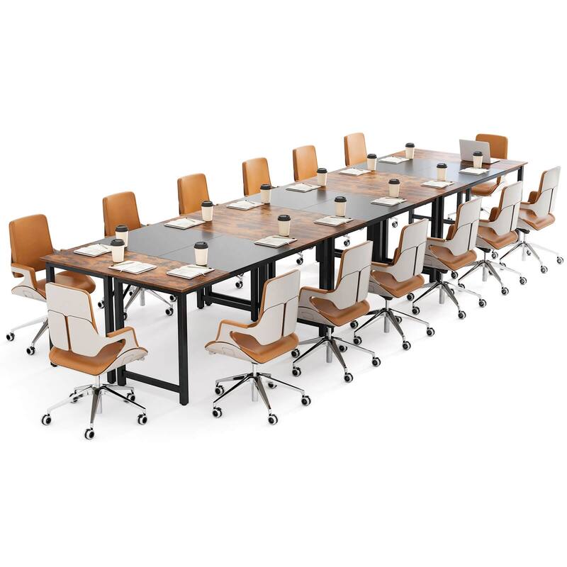 Costway Set of 6 63" Large Computer Desk Writing Workstation - See Details - Black, Rustic Brown