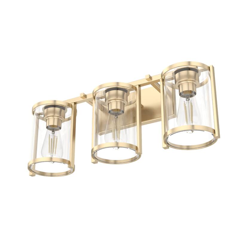 Hunter Astwood Bathroom Vanity Light, Clear Cylinder Glass, Damp Rated, Caged - Contemporary, Transitional, Art-Deco