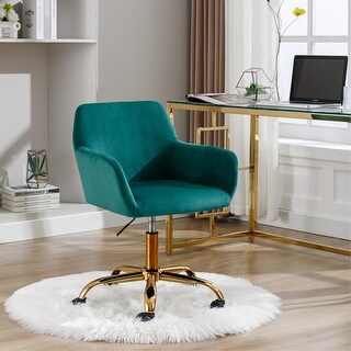 Velvet Home Office Chair with Wheels, Faux Fur Swivel Desk Chair, Adjustable Height Upholstered Dressing Chair - N/A