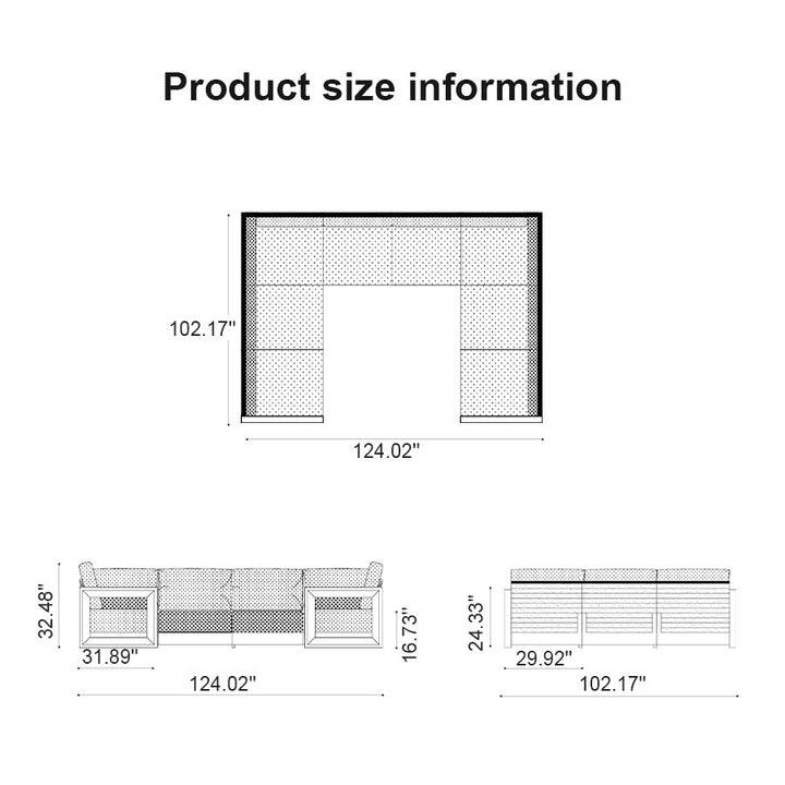 PURPLE LEAF Caesar U-Shaped Grey Outdoor Couch with 9.6" Thick for Yard Porch Deck Patio Conversation Sets