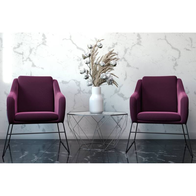 Harmony Mid-Century Modern Velvet Upholstered Accent Arm Chair with Metal Frame for Home Office Living Room & Bedroom