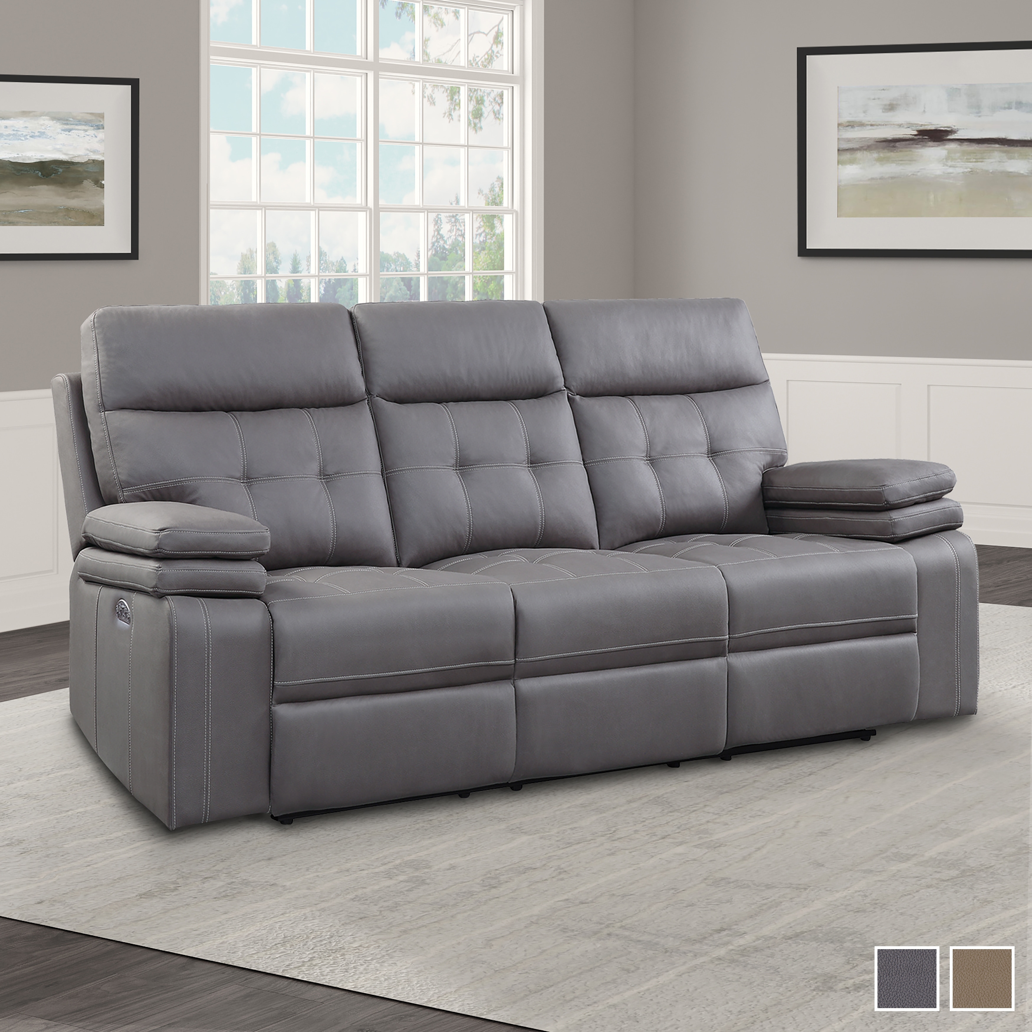 Shop Dalal Power Double Reclining Sofa With Power Headrests And