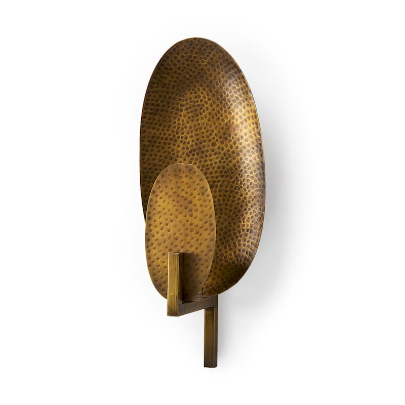 Clarence Gold Metal Hammered Oval Wall Sconce - Gold