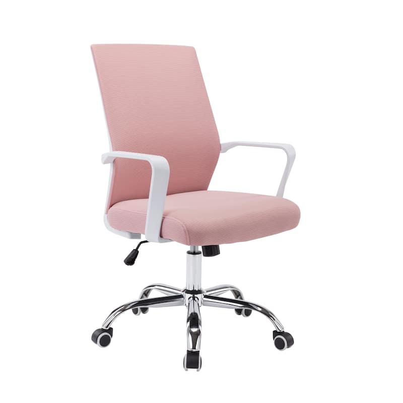 Porthos Home Brio Swivel Office Chair, Mesh Back, Adjustable Height - Pink