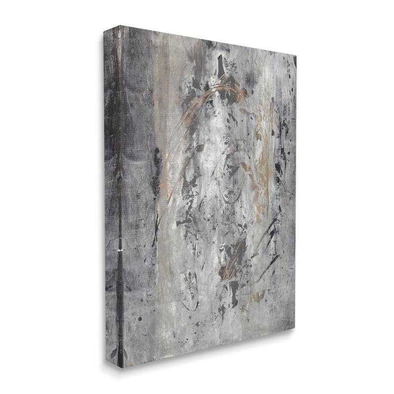 Stupell Ancient Brush Stroke Abstract Black Brown Grey Canvas Wall Art - 24 x 30