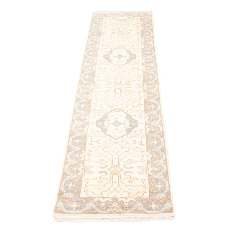 ECARPETGALLERY Hand-knotted Royal Oushak Cream Wool Rug - 2'7 x 10'1