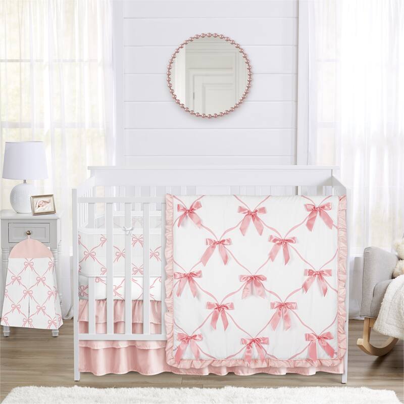 Sweet Jojo Designs Pink Bows Girl Sweet Jojo Designs 6pc Crib Bedding + BreathableBaby Breathable Mesh Liner - Ballet Collection