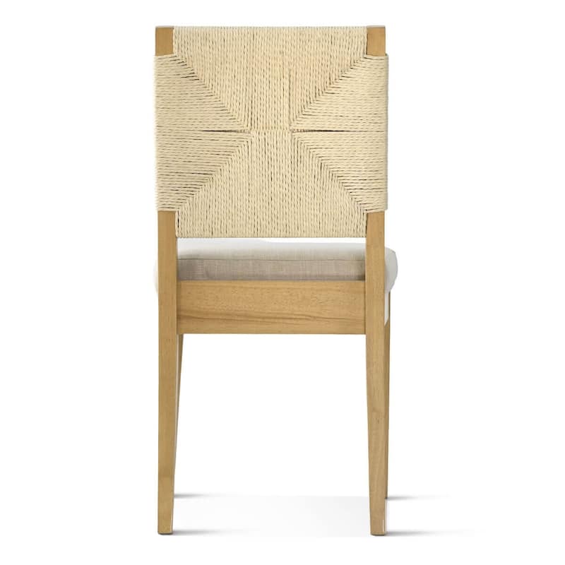 Woven Back Upholstered Seat Dining Chair(Set of 2)