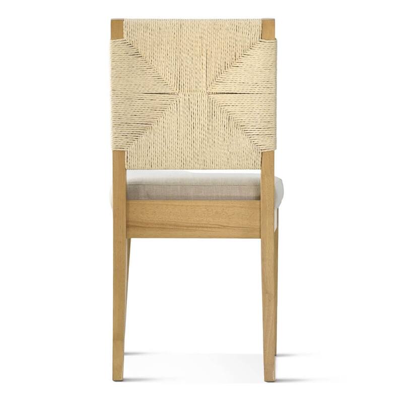 Woven Back Upholstered Seat Dining Chair with Wood Legs(Set of 4)