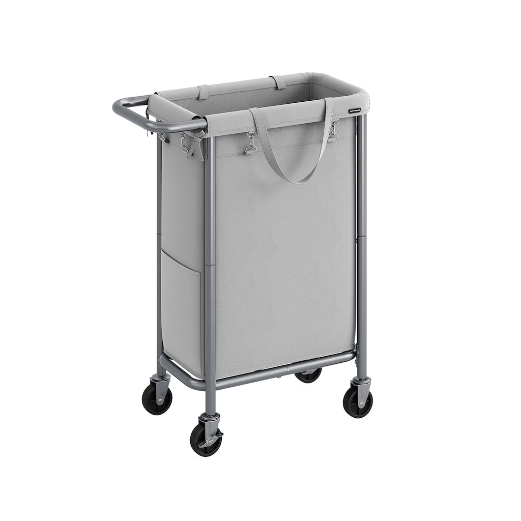Narrow Rolling Laundry Bin with Brake Wheels Tall Hamper with Tear-Resistant Removable Bag - 90L (24.4 x 11.4 x 31.8 Inches)