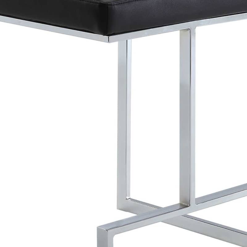 24" Black Backless Counter Height Bar Stool with Faux Leather Seat and Chrome Steel Sled Base - 24" H x 17" W x 18" D