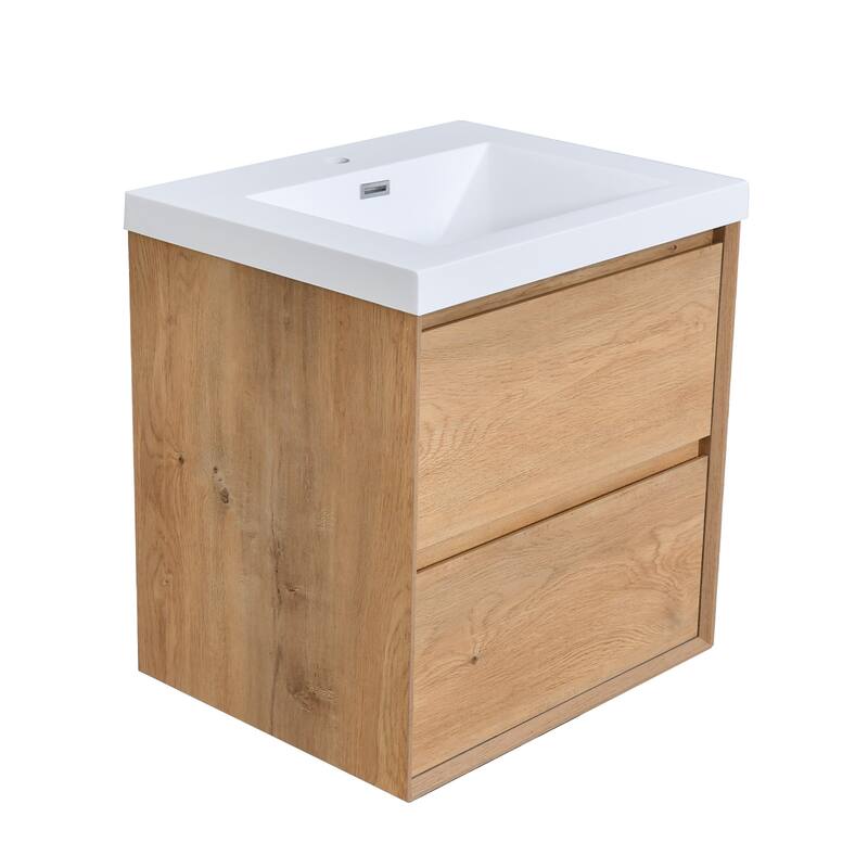 Prismella 24" 30'' Wall Mounted Bathroom Vanity with Top, Floating Cabinet Sink Combo - 24 in. Vanity