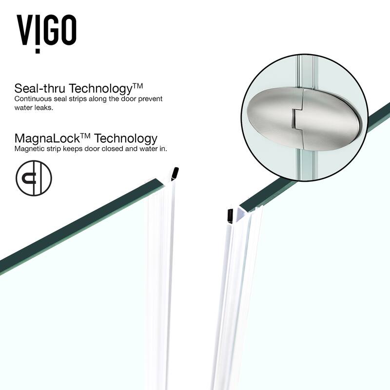VIGO Gemini Frameless Hinged Neo-Angle Shower Enclosure and Base
