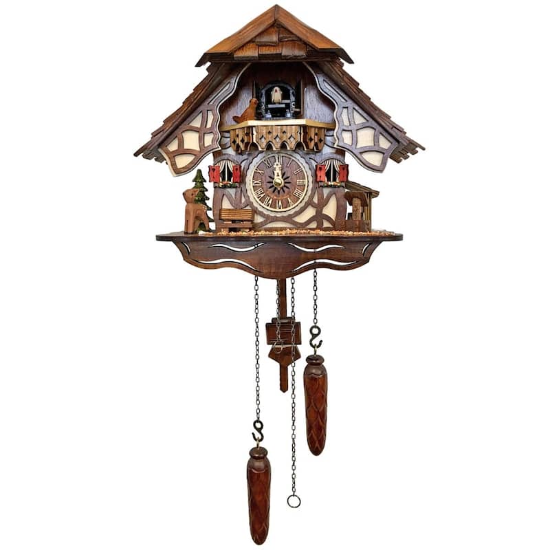 10.5" Engstler Battery-Operated Woodland House Full Size Cuckoo Wall Clock