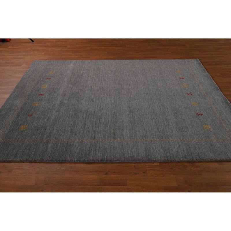Hand Knotted Oriental 100% Wool Carpet Tribal Tribal Greys & Charcoal Gabbeh Area Rug - 7' 10'' X 5' 8''