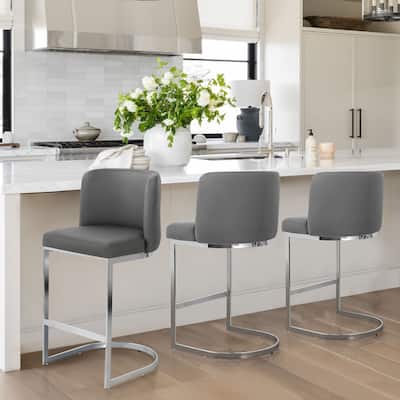 26" Upholstered Bar Stools, Counter Height Stools - 18.11"W x 19.69"D x 37.4"H