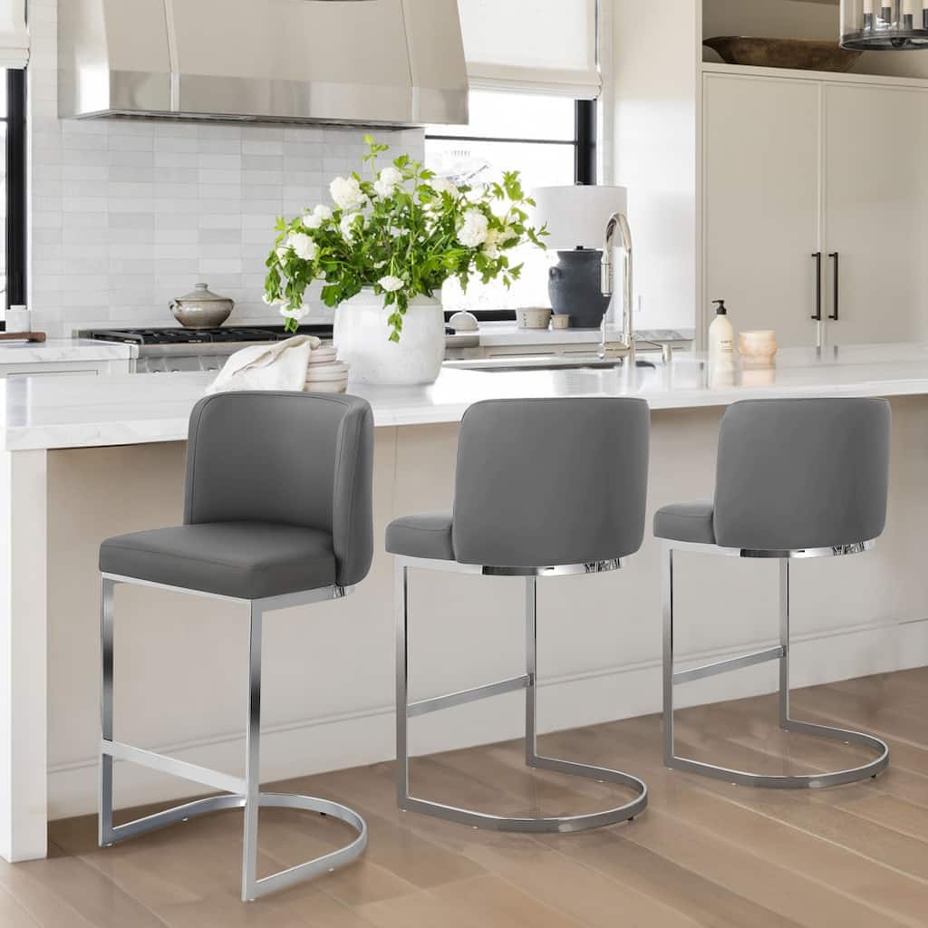 26" Upholstered Bar Stools, Counter Height Stools - 18.11"W x 19.69"D x 37.4"H