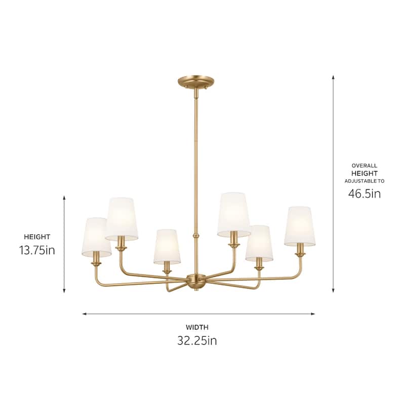 Kichler Lighting Pallas 6-Light Brushed Natural Brass Chandelier - 32.25 in