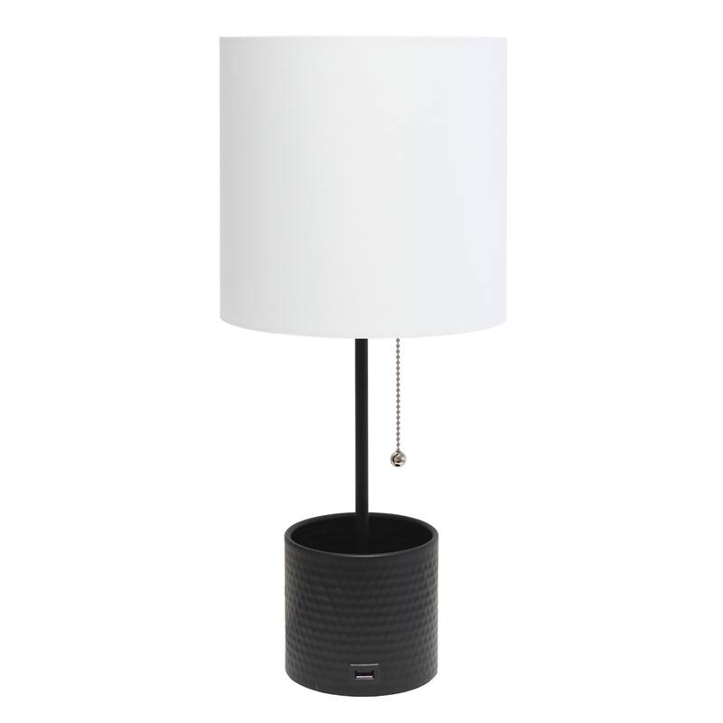 Metal Table Lamp with USB Charging Port - 18.5" - Black and White