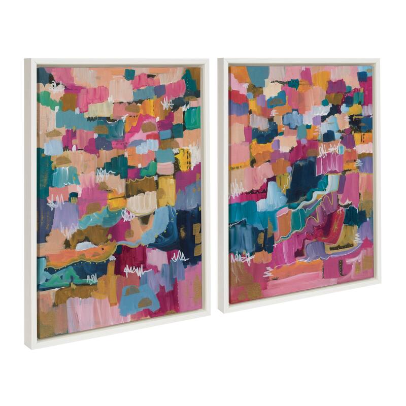 Kate and Laurel Sylvie Applause Framed Canvas Set by Leah Nadeau