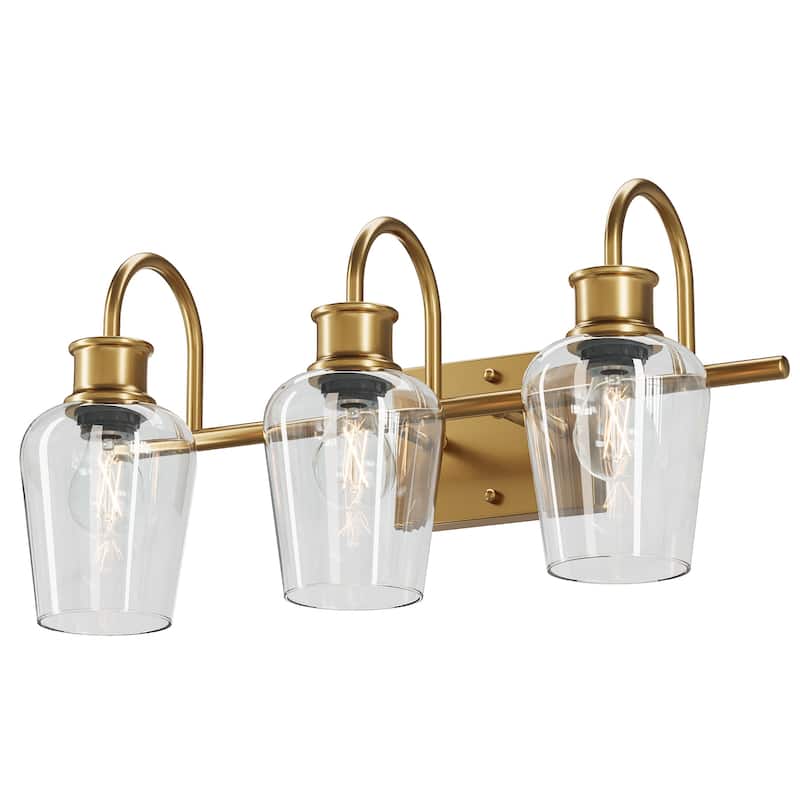 E26 Base Bath Vanity 3-Light Fixtures with Glass Shade for Bathroom