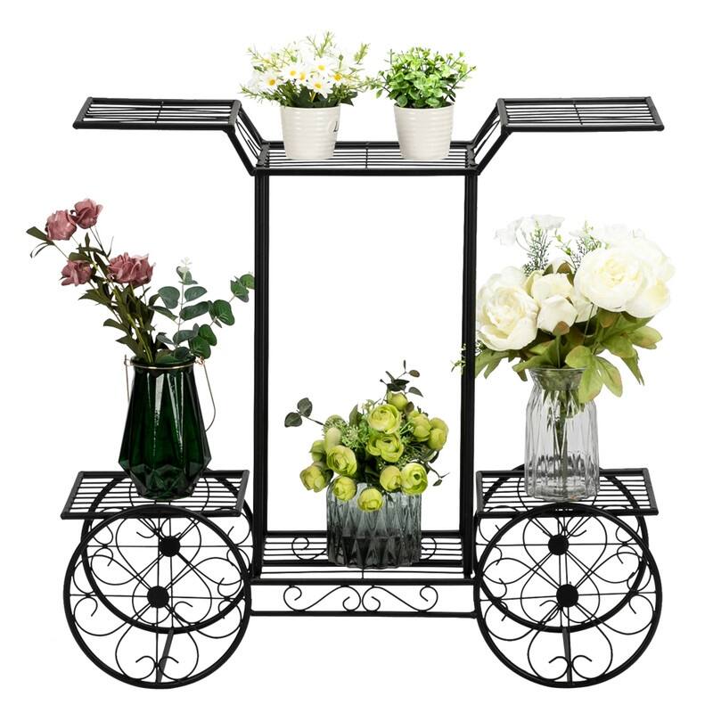 Home Decoration Art Car Shape 6 Pot Plant Stand Shelf