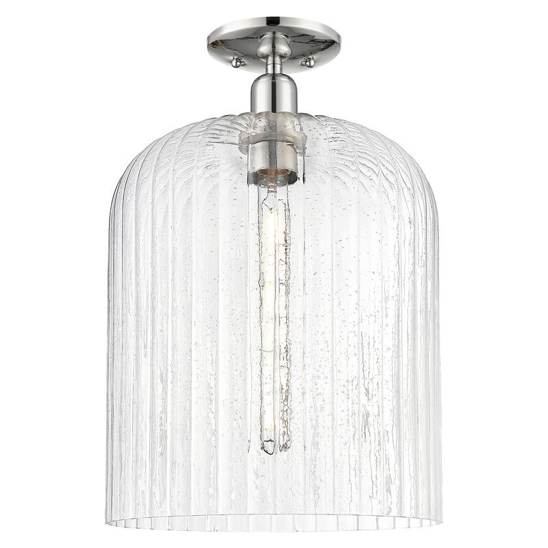 Innovations Lighting Downtown Urban - Bridal Veil - 1 Light 12" Semi-Flush Mount Light - Polished Nickel/Seedy Shade