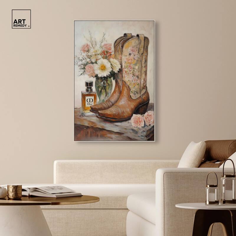 Delicate Floral Boots Canvas by Art Remedy