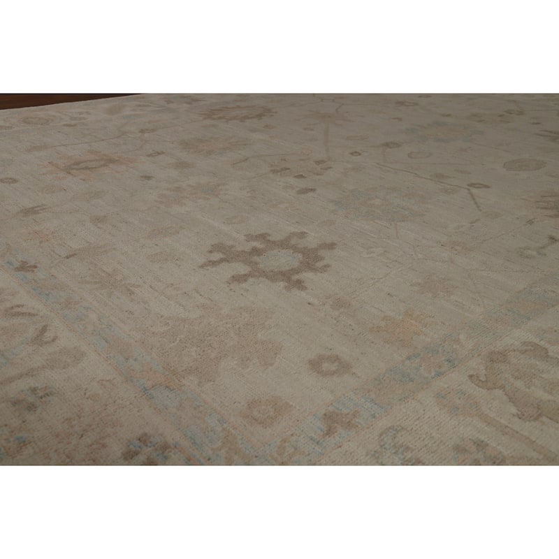 Beige Oushak Turkish Area Rug Handmade Vegetable Dye Wool Carpet - 8'2" x 10'2"