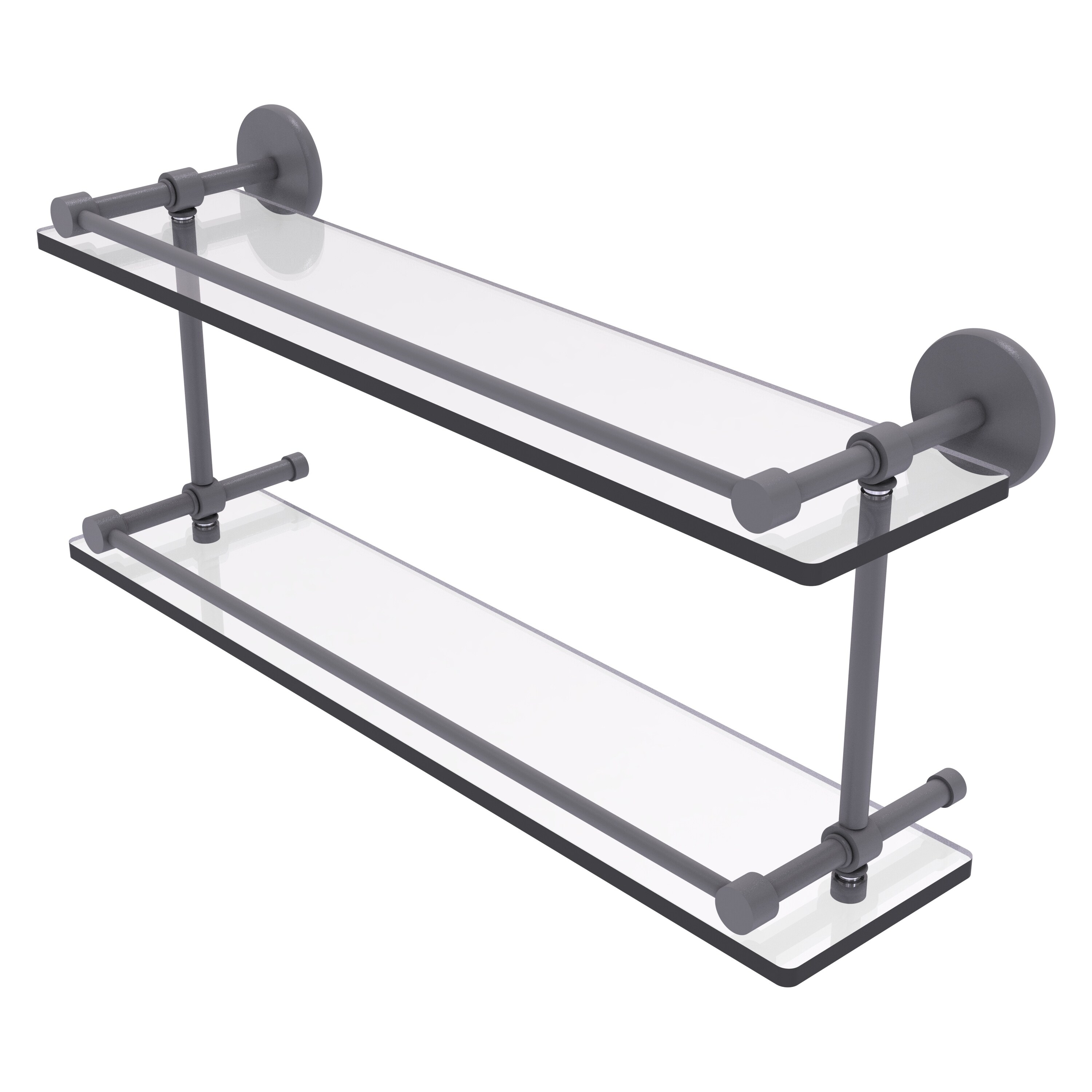 Allied Brass 16 Inch Tempered Double Glass Shelf with Gallery Rail
