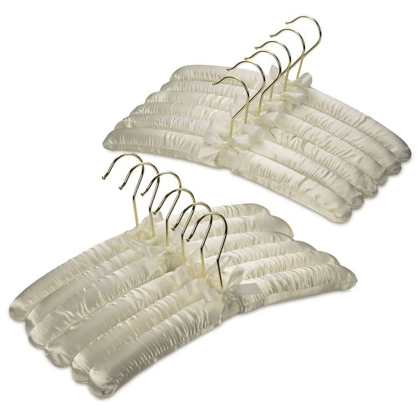 Premium Heavy Duty Thick Satin Padded Hangers Anti Slip - Ivory