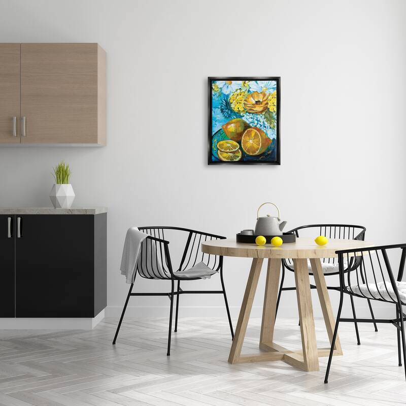 Stupell Lemons & Flowers Painting Framed Floater Canvas Wall Art Design by Linda McClure