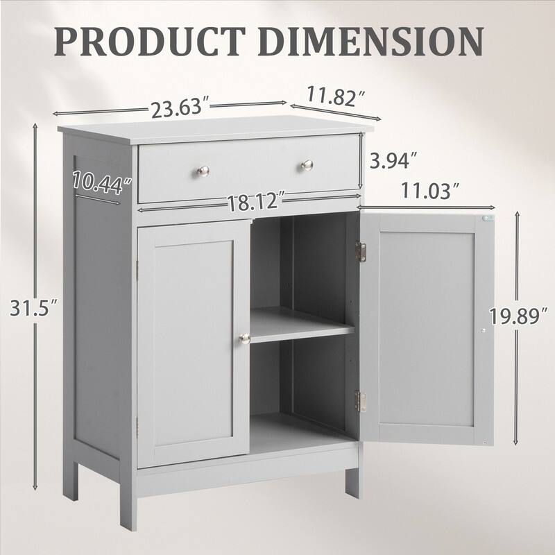 Bathroom Storage Cabinet with 2 Doors and 1 Drawer