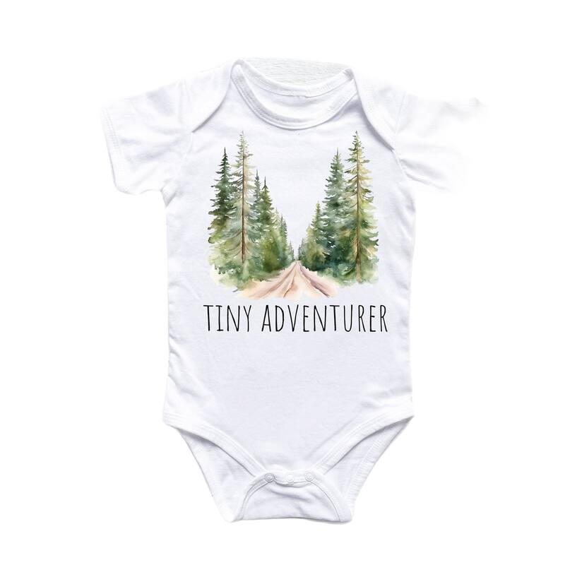 Tiny Adventure Trail Outdoors - Baby Boy Girl Clothes Infant Bodysuit Funny Cute Newborn - White - Newborn