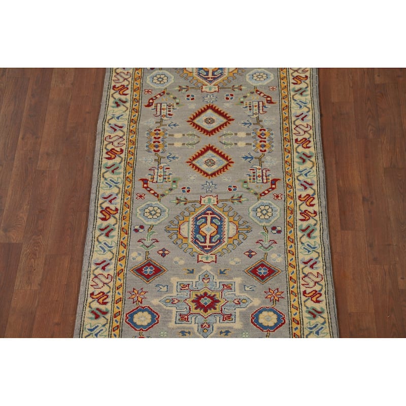 Kazak Oriental Runner Rug Hand-Knotted Wool Carpet - 2'8" x 16'4"