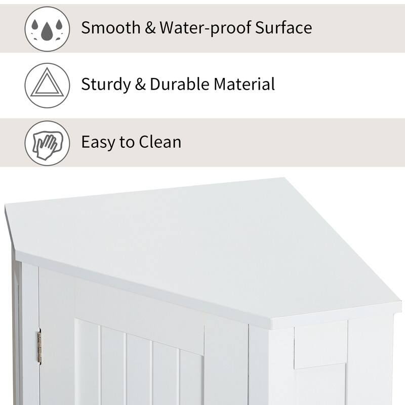 Grondin Modern Style Wooden Triangle Corner Accent Storage Cabinet with Interior Adjustable Shelves for Living Room Bathroom