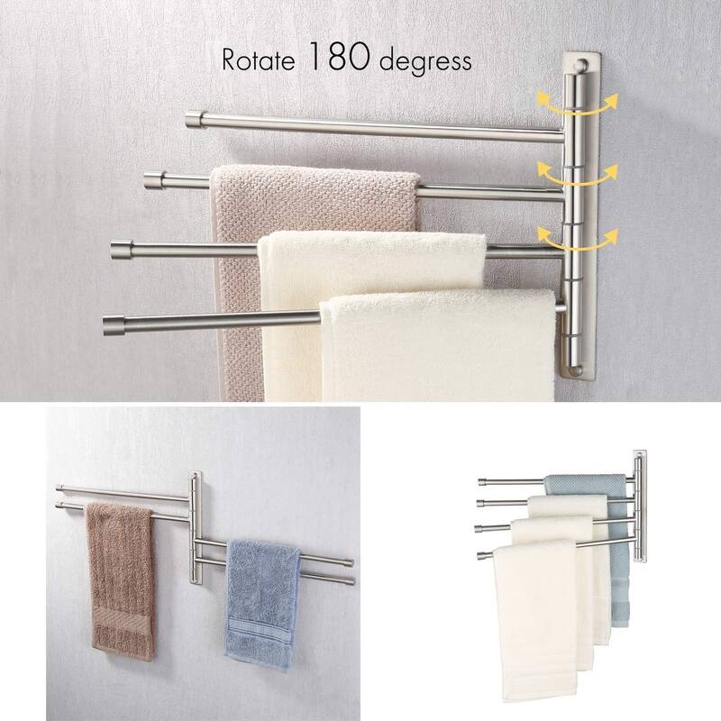 Wall Mounted Bathroom Swivel 4-Arm Towel Bar